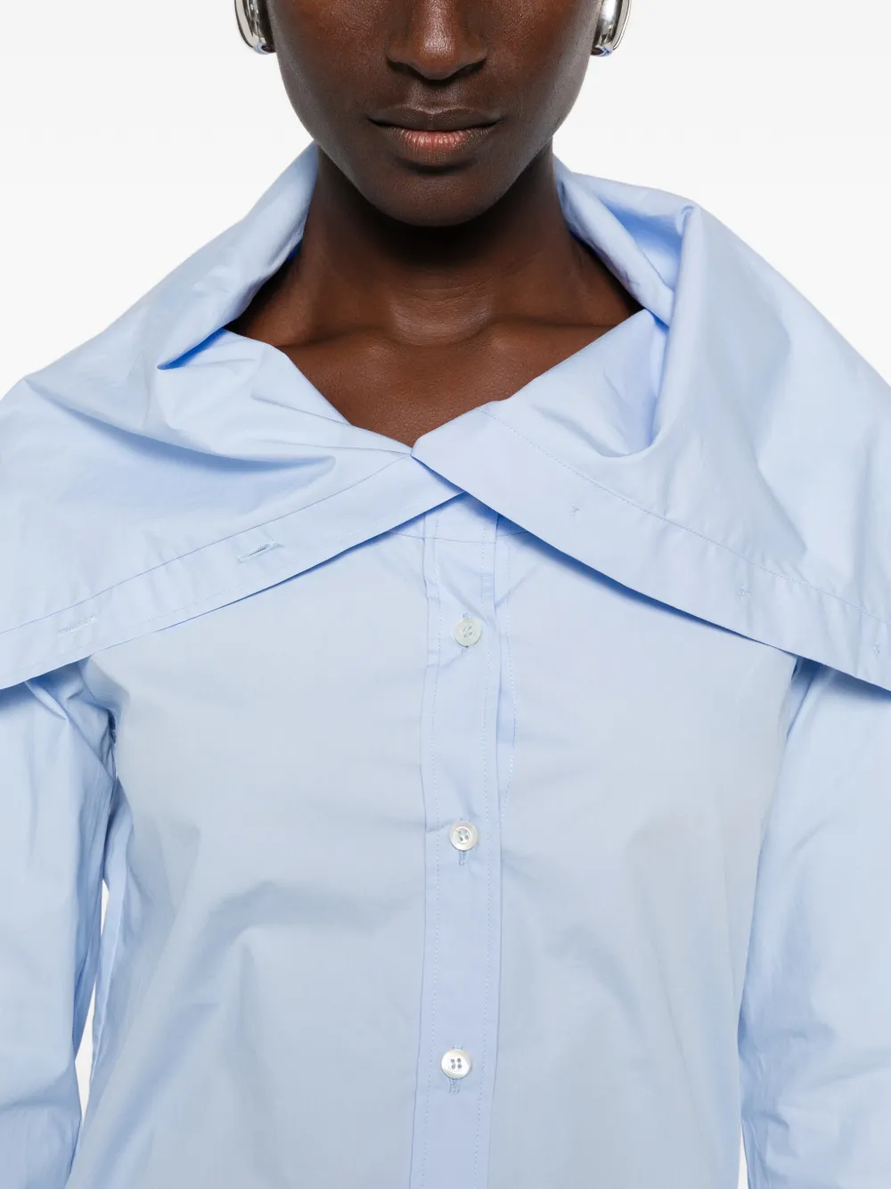 7 For All Mankind Off-shoulder popeline blouse Blauw