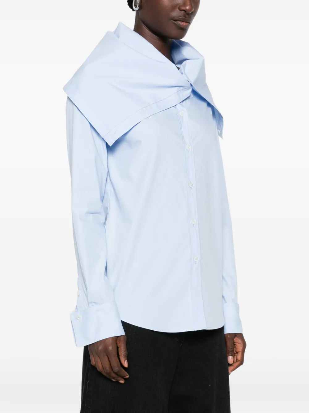 7 For All Mankind Off-shoulder popeline blouse Blauw