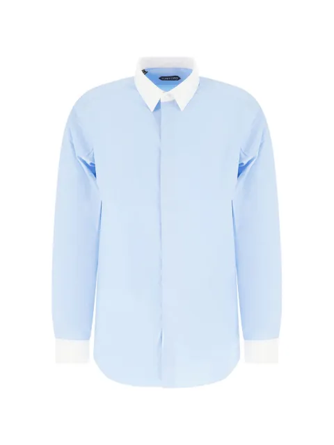 TOM FORD contrast-collar concealed-front shirt