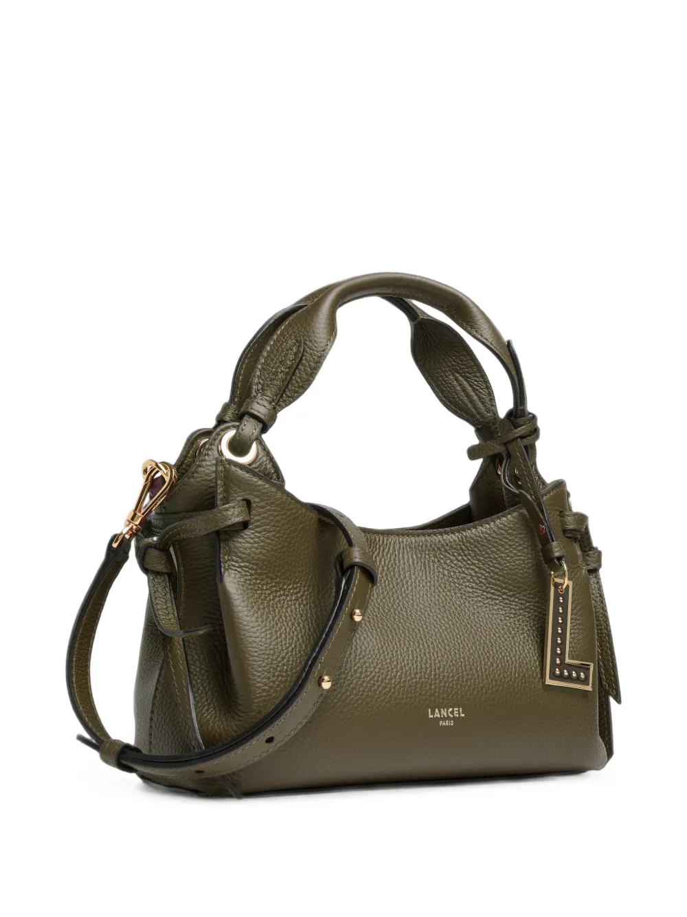 Lancel Swann mini-shopper van bewerkt leer Groen