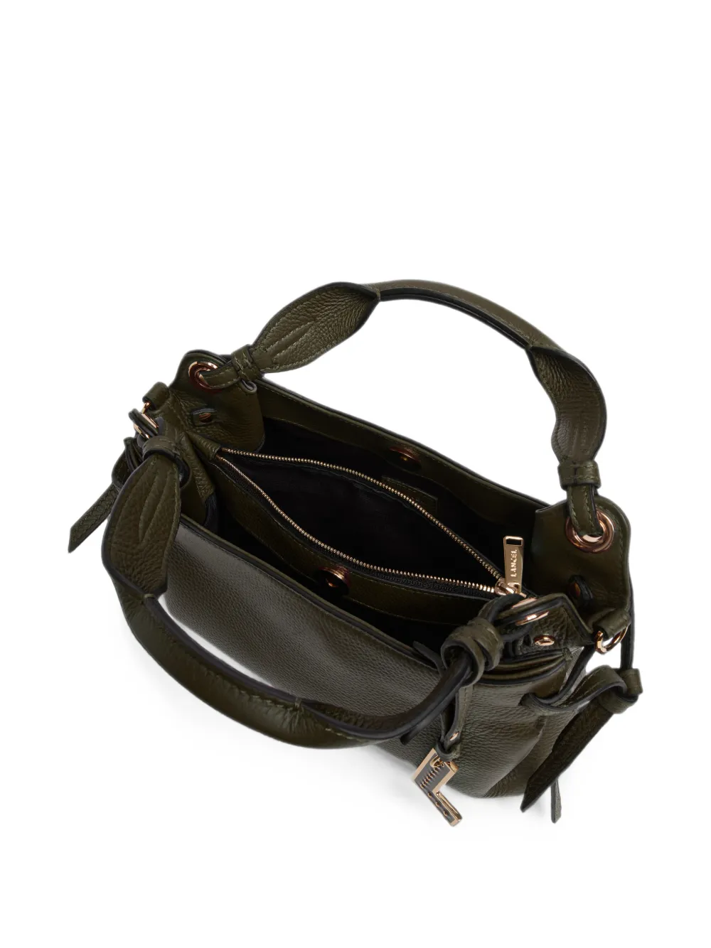 Lancel Swann mini-shopper van bewerkt leer Groen