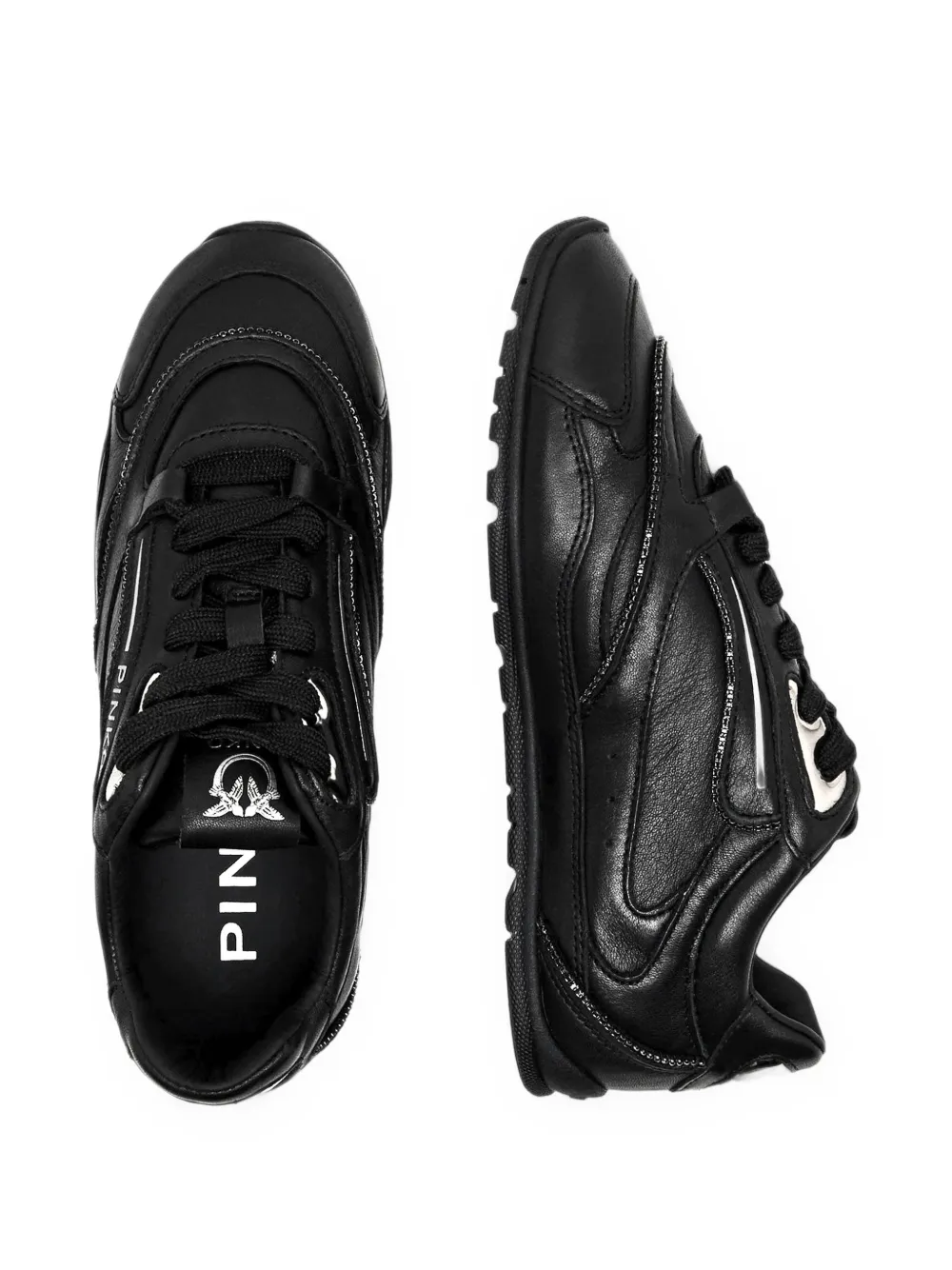 PINKO logo-print panelled sneakers Zwart