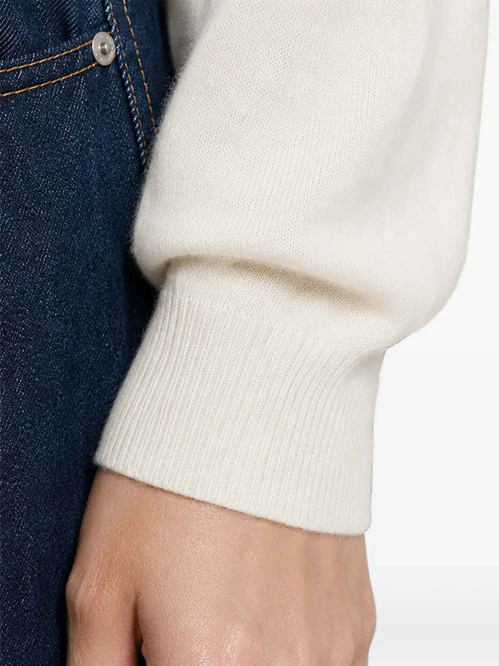 SIMKHAI Aaliyah high-neck merino wool sweater Beige