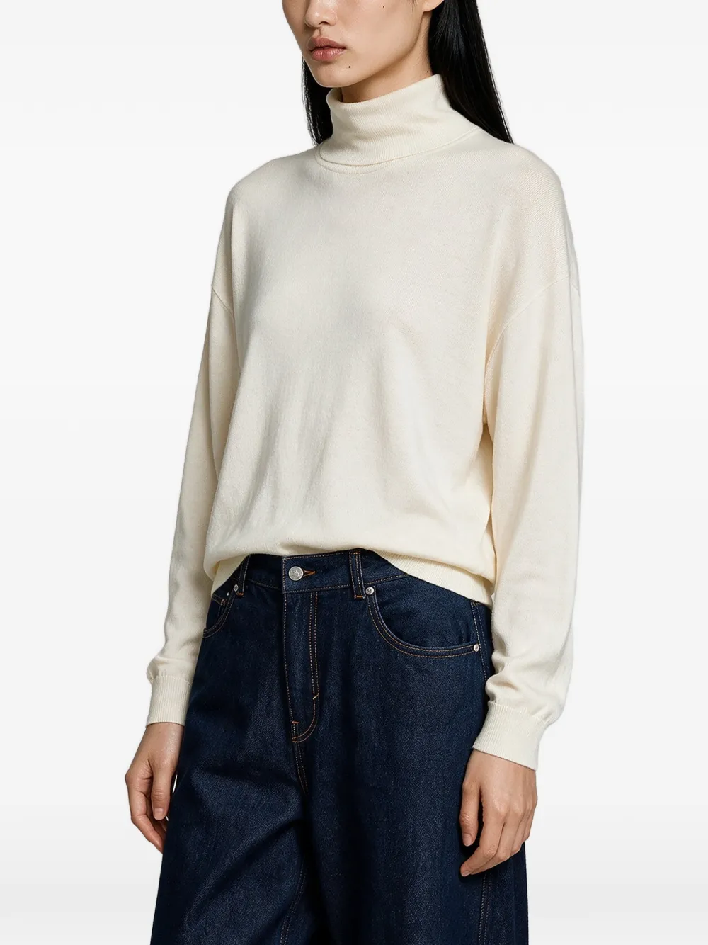 SIMKHAI Aaliyah high-neck merino wool sweater Beige