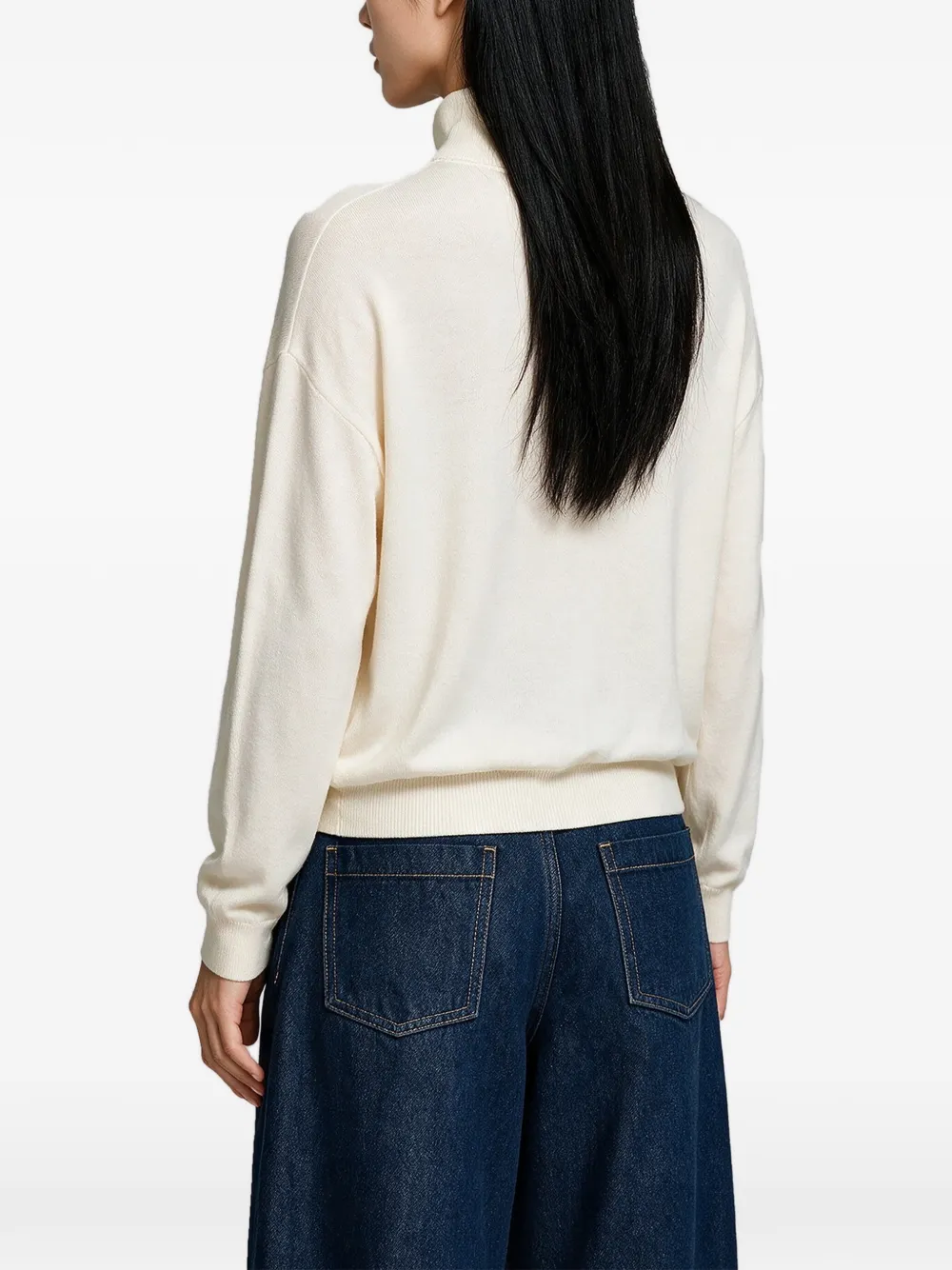 SIMKHAI Aaliyah high-neck merino wool sweater Beige