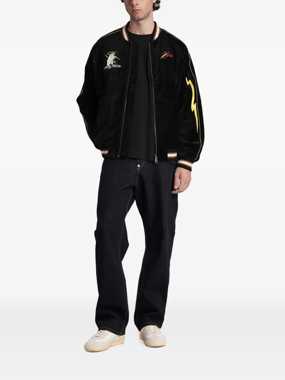 EVISU embroidered bomber jacket Zwart