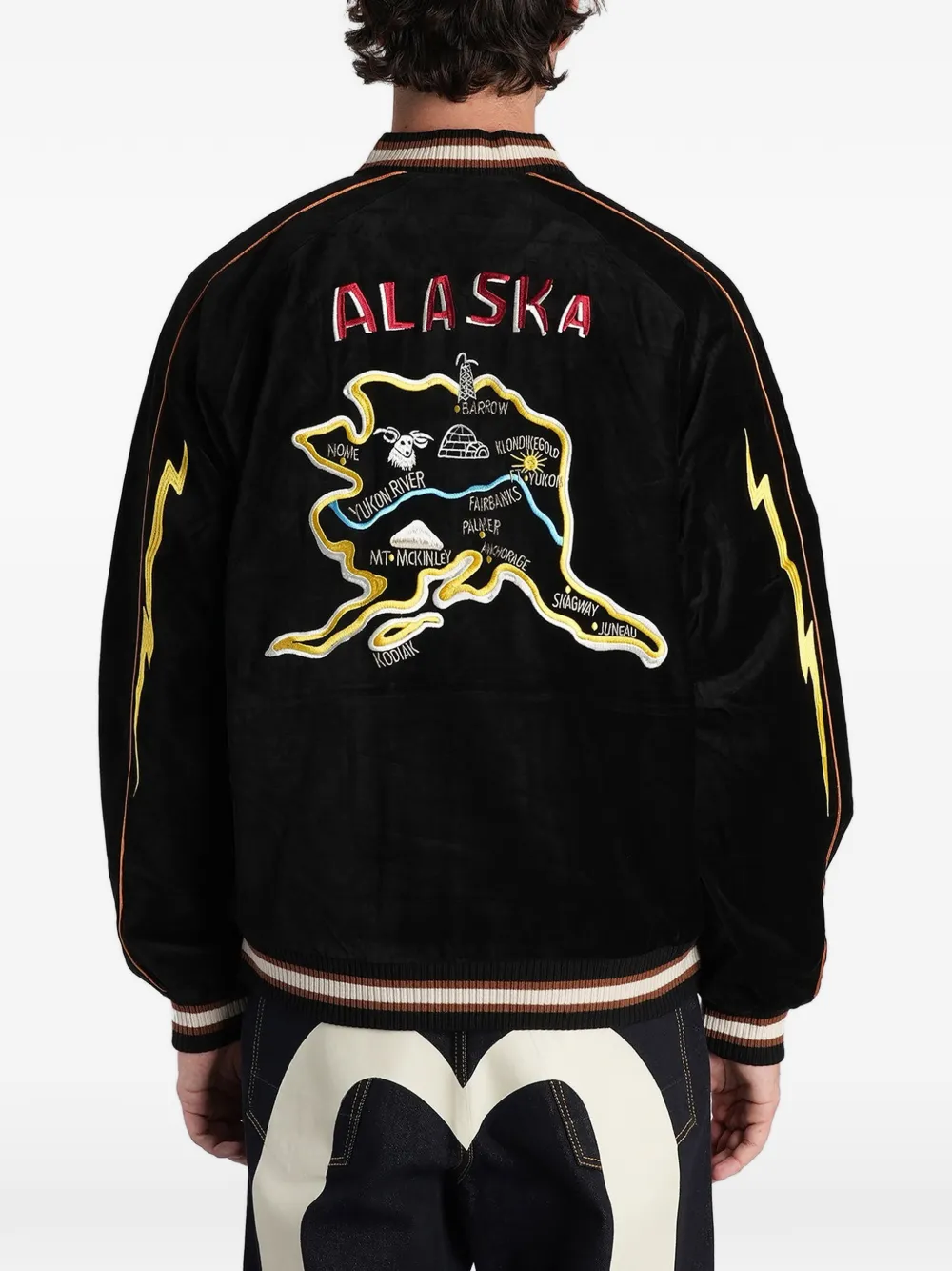 EVISU embroidered bomber jacket Zwart