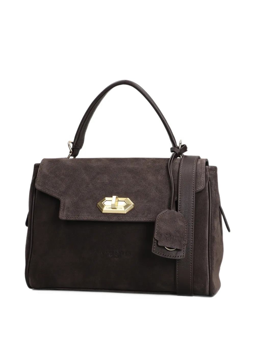 Lancaster Grace suede twist-lock tote bag Bruin
