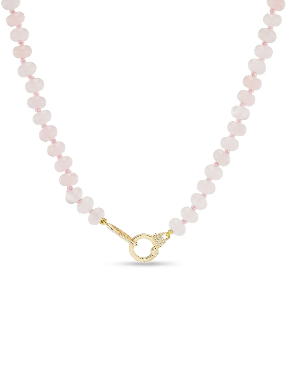 Sorellina rose quartz and diamond beaded necklace