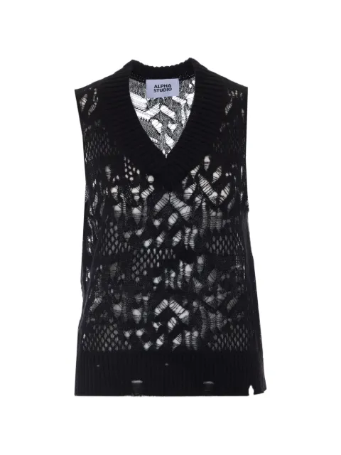 ALPHA STUDIO distressed-effect knitted vest