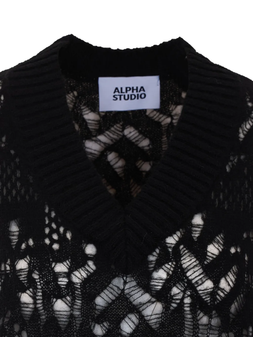 Alpha Studio Distressed-effect Knitted Vest In Black
