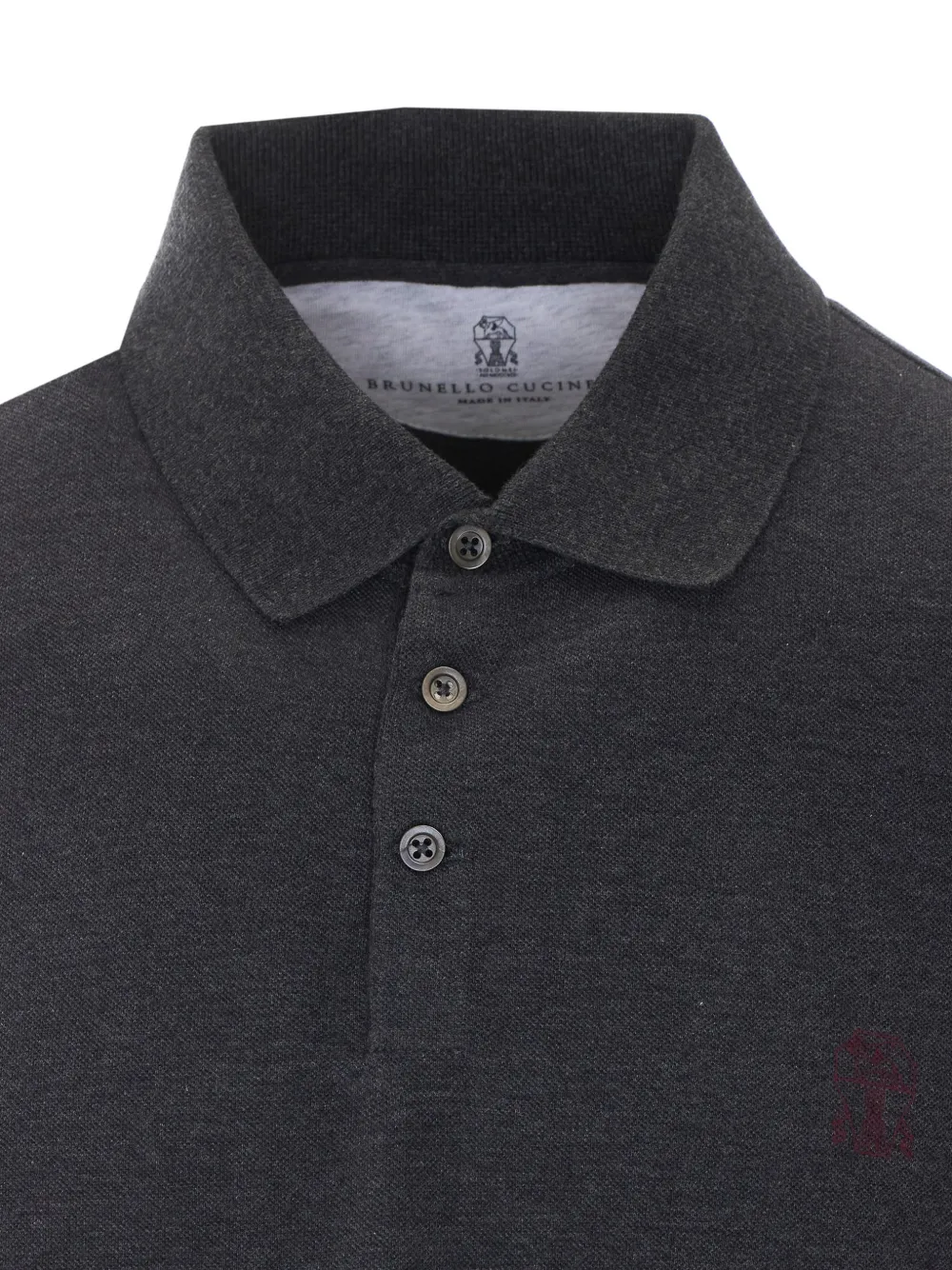 Brunello Cucinelli logo-embroidered short-sleeve polo shirt Grijs