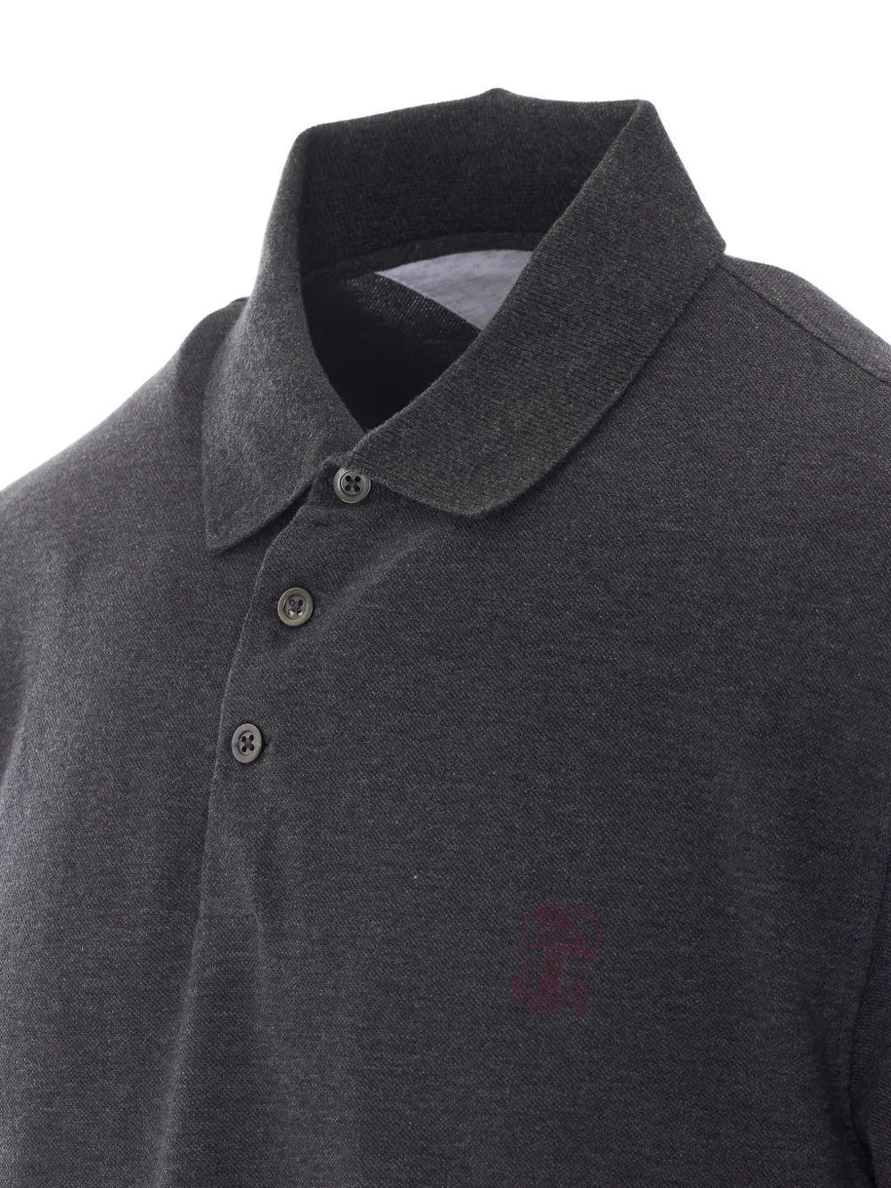 Brunello Cucinelli logo-embroidered short-sleeve polo shirt Grijs