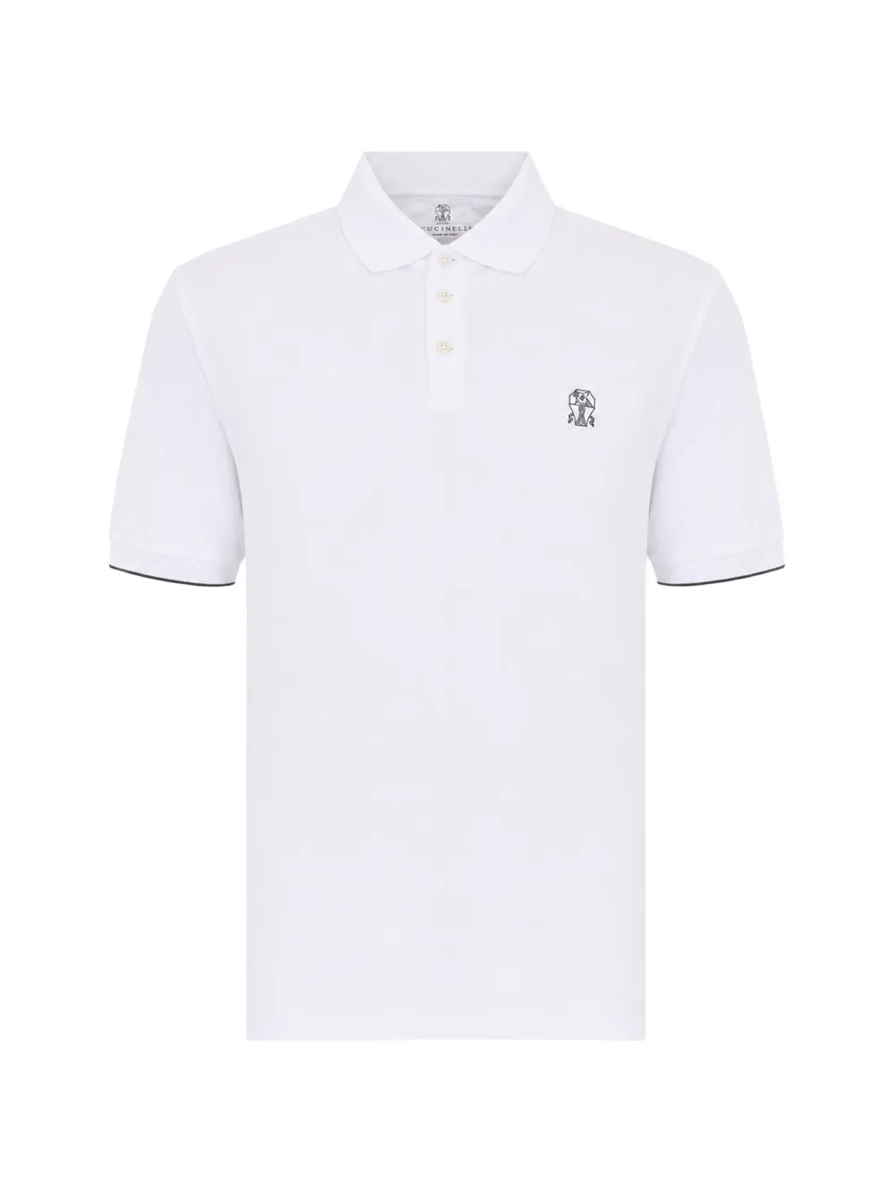 Brunello Cucinelli cotton-piqué polo shirt with logo - Bianco