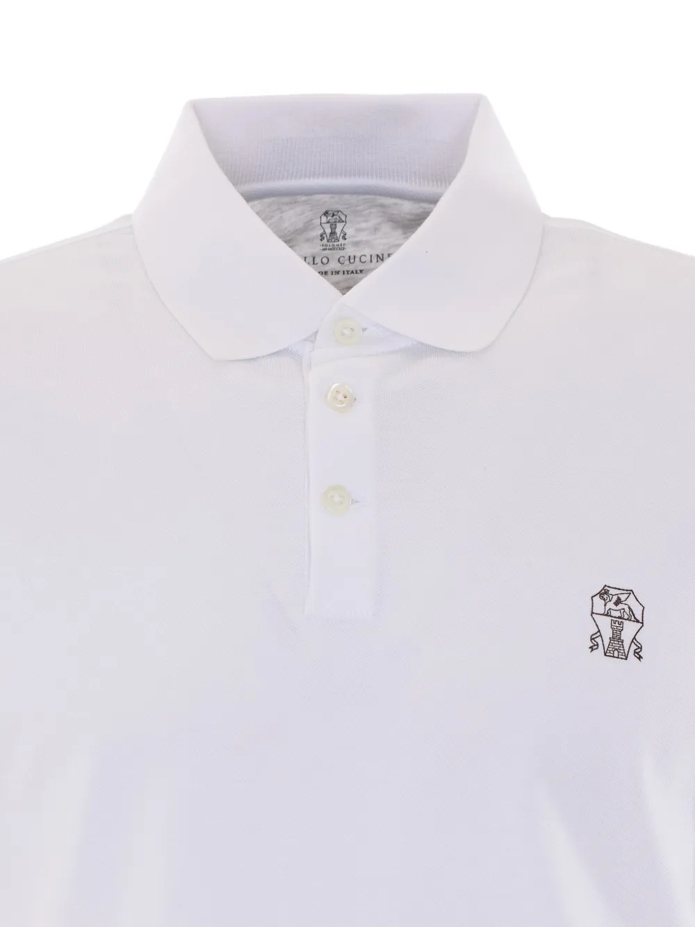 Brunello Cucinelli Katoen-piqué poloshirt met logo Wit