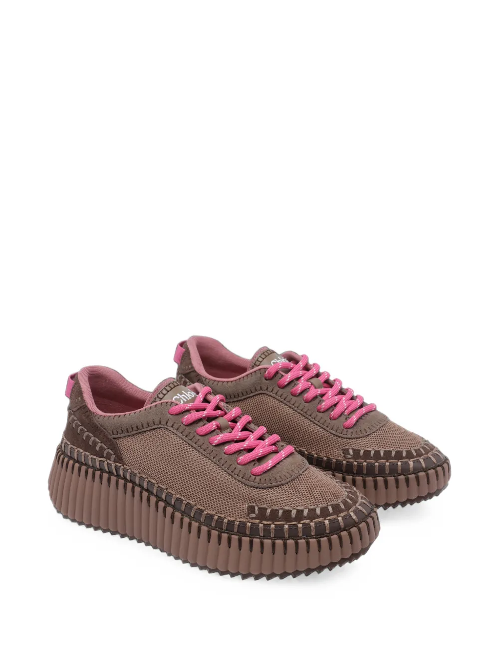 Chloé blanket-stitched platform sneakers Bruin