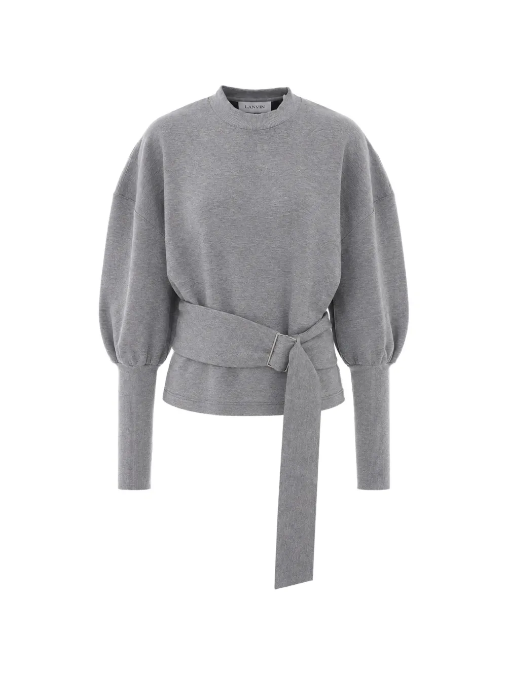 Lanvin Belted Sweatshirt In Double-faced Jersey In Grey