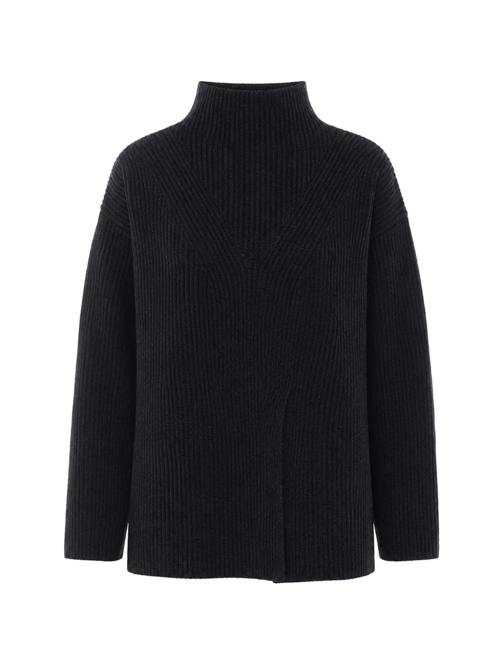 ALPHA STUDIO stand-up collar asymmetrical-split sweater