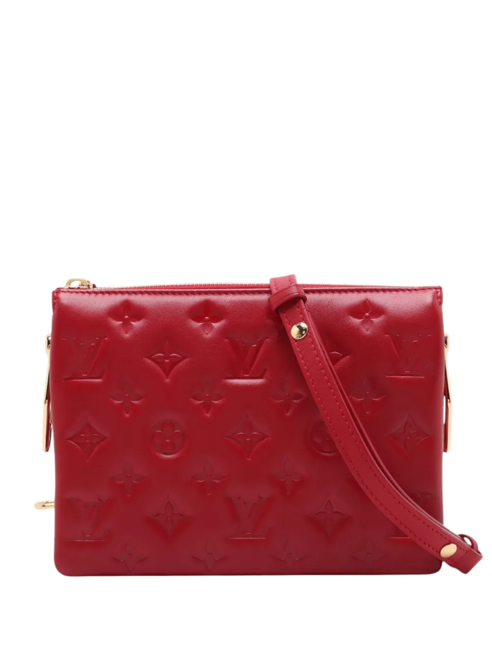 Louis Vuitton Pre-Owned Borsa a tracolla Coussin BB in pelle di agnello goffrata con monogramma 2021-2026 - Rosso