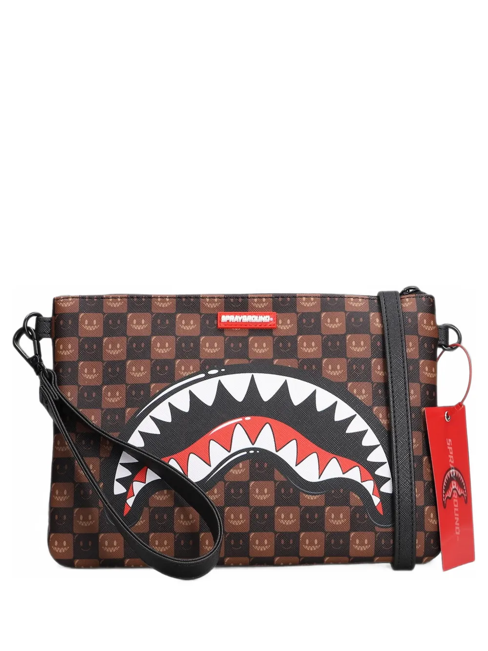 Sprayground Sharks In Paris Wtf Bubble Brown Check clutch bags - Marrone