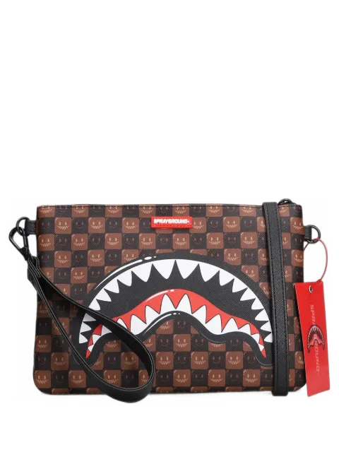 Sprayground Sharks In Paris Wtf Bubble Brown Check clutch bags