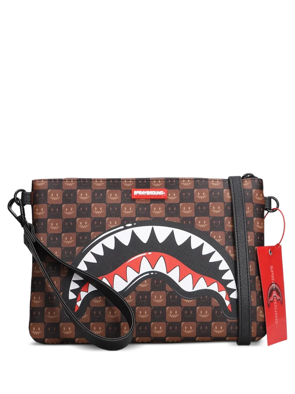Sprayground Sharks In Paris Wtf Bubble Brown Check clutch bags - Marrone
