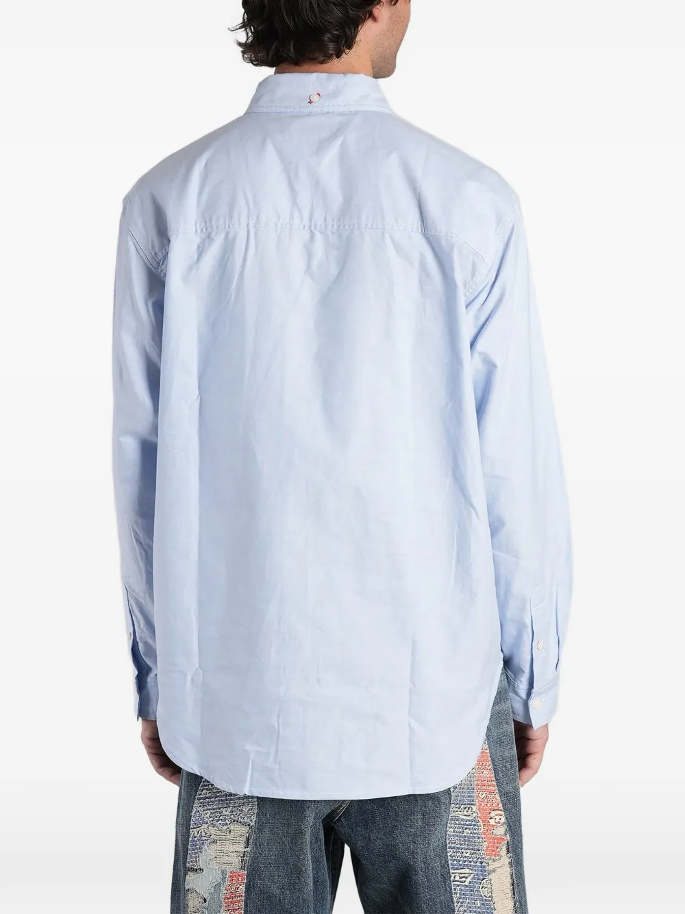 EVISU Seagull overhemd met button-downkraag en geborduurd logo Blauw