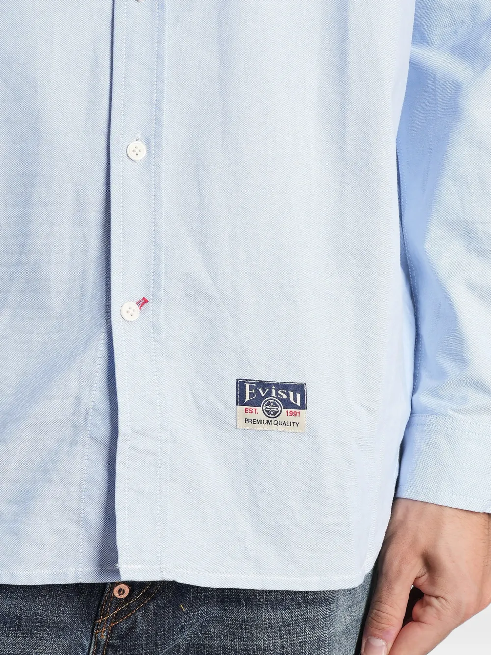 EVISU Seagull overhemd met button-downkraag en geborduurd logo Blauw