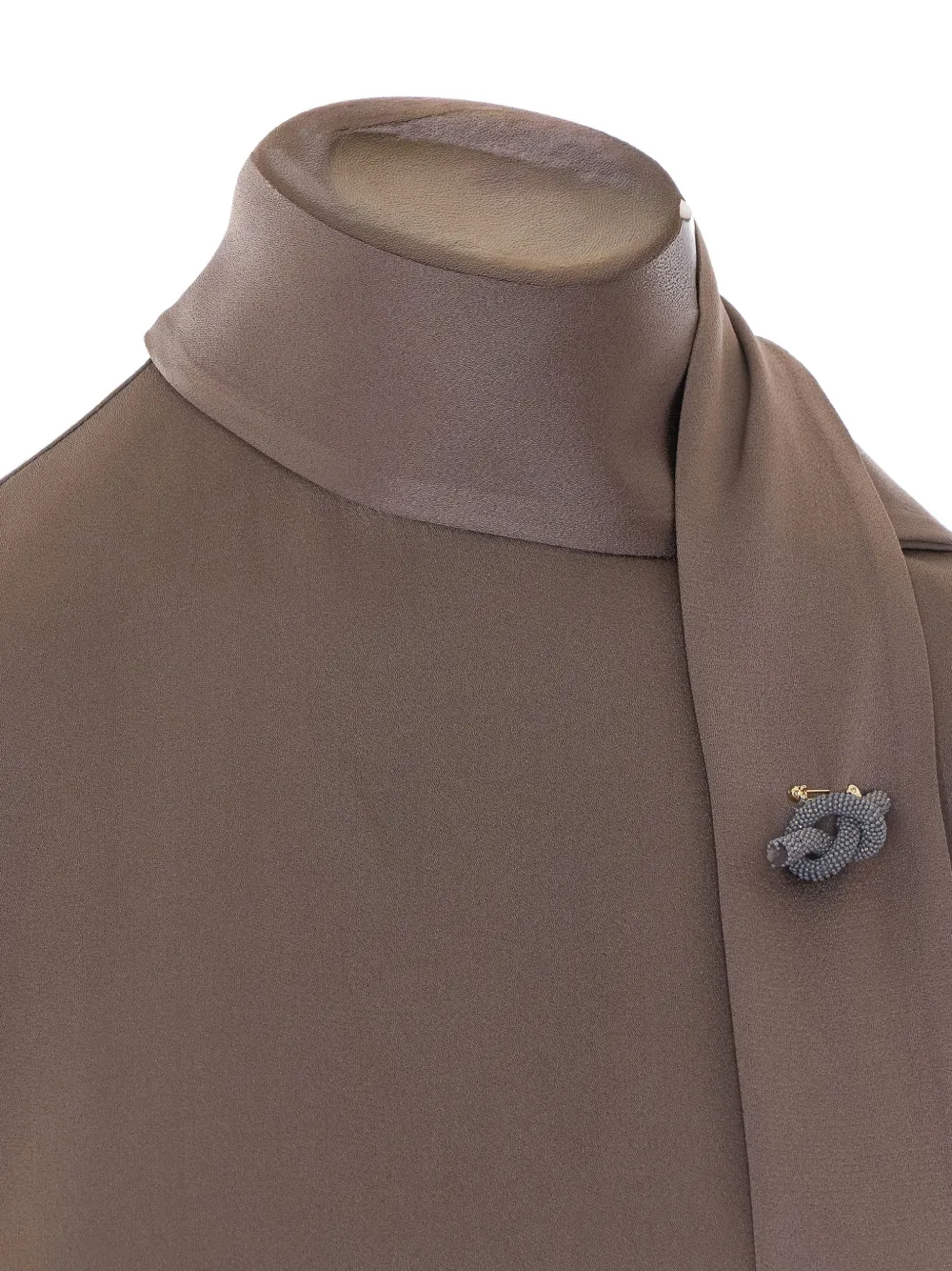 Fabiana Filippi Top met sjaaldetail en verfraaid met broche Beige
