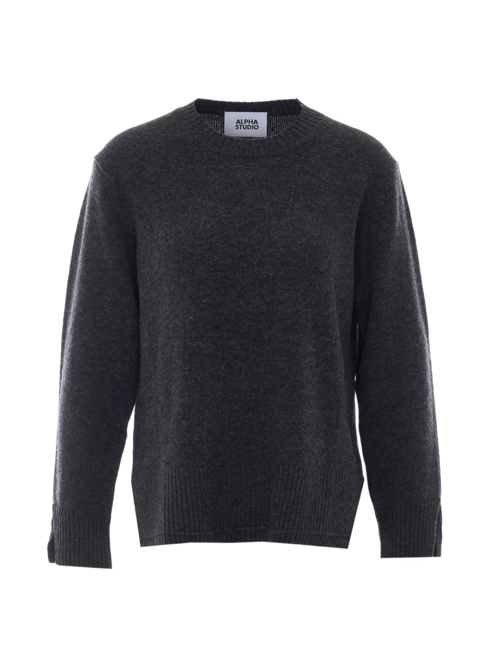 Alpha Studio Crew-neck Long-sleeve Sweater In Gray