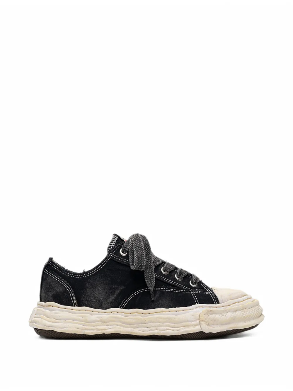 Maison MIHARA YASUHIRO "Peterson23" OG sole bleached canvas low-top sneakers - Nero