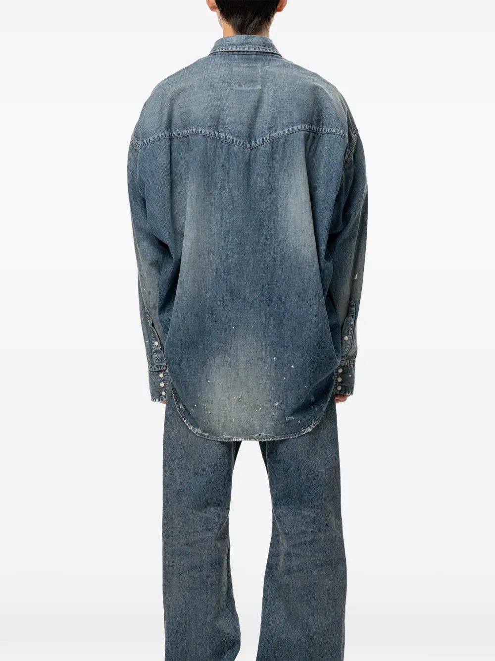 Maison MIHARA YASUHIRO Denim overhemd met print Blauw