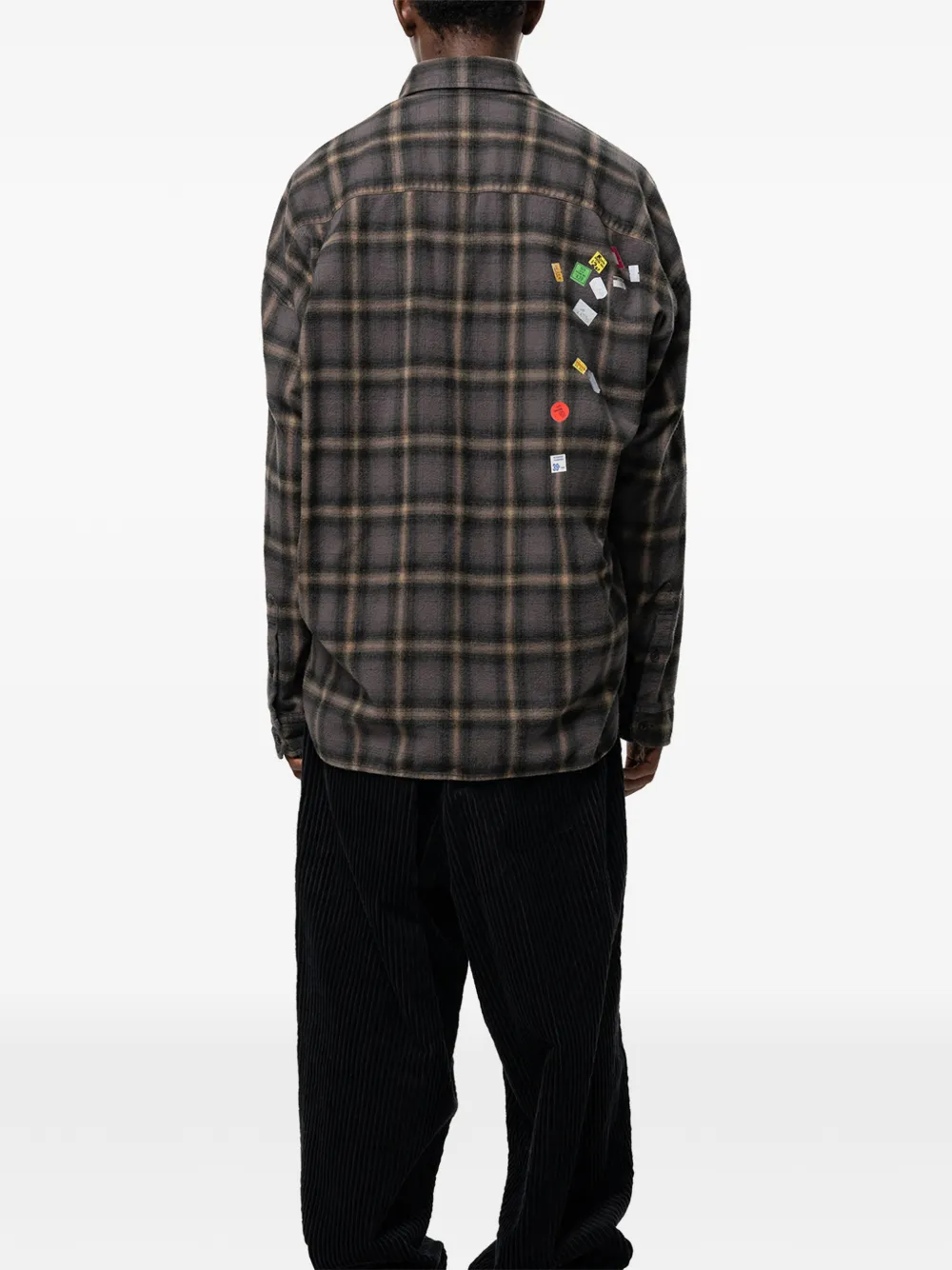 Maison MIHARA YASUHIRO Geruit overhemd met print Grijs
