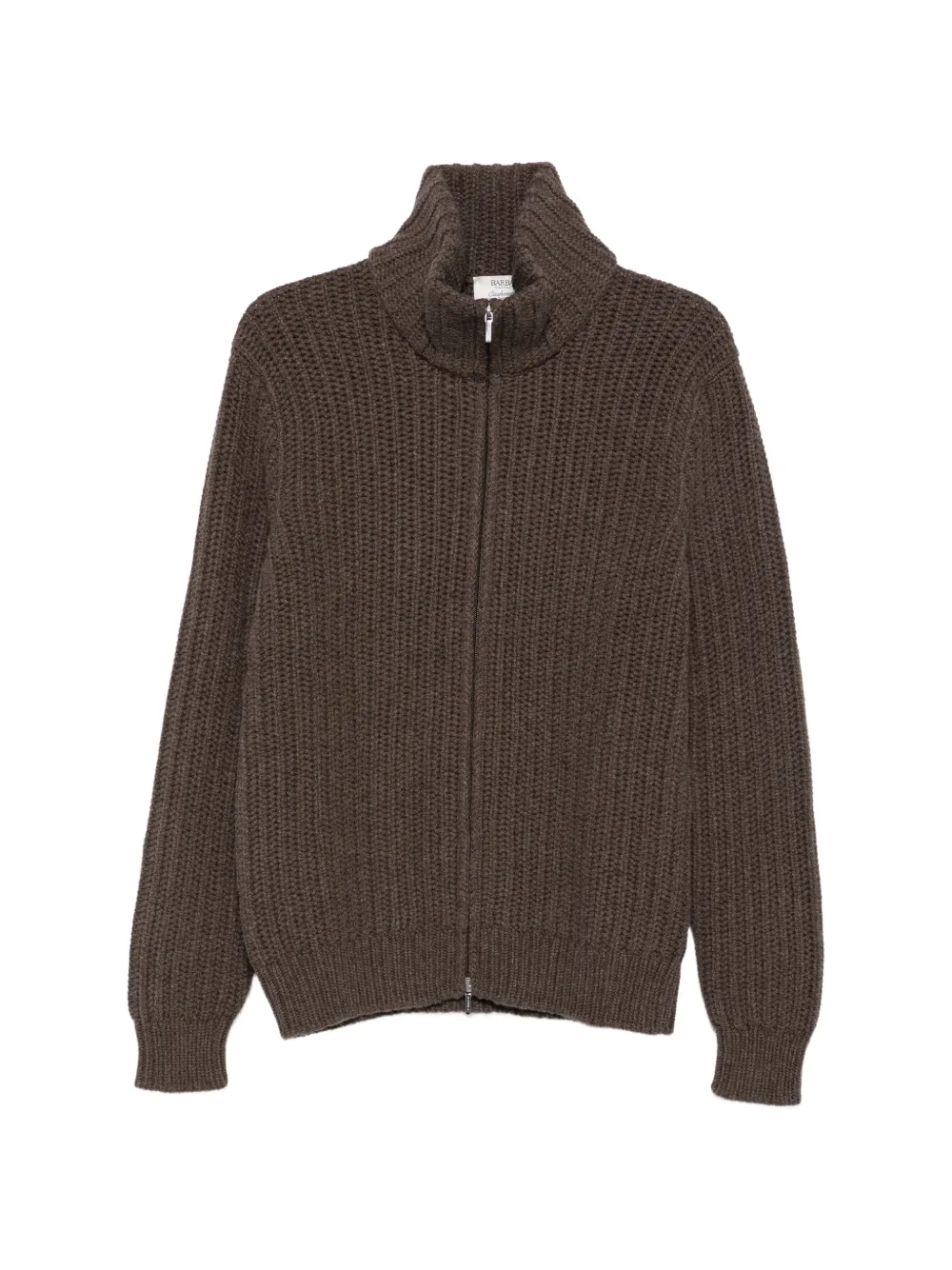 Barba ribbed-knit zip-up sweater - Marrone