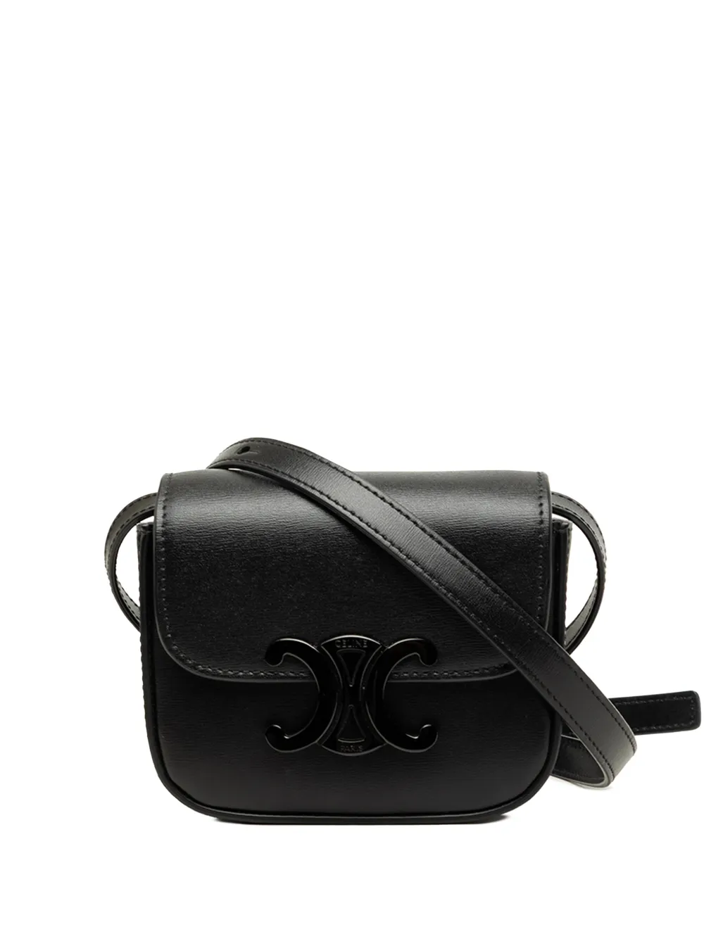 Celine Pre-Owned 2022 Mini Shiny Calfskin Triomphe crossbody bag - Nero
