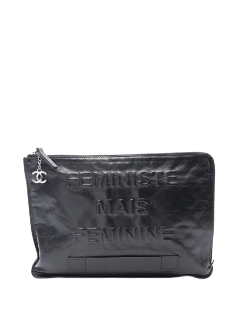 CHANEL Pre-Owned bolsa de mano Feministe Mais Feminine Pouch grande de piel de becerro 2014-2015