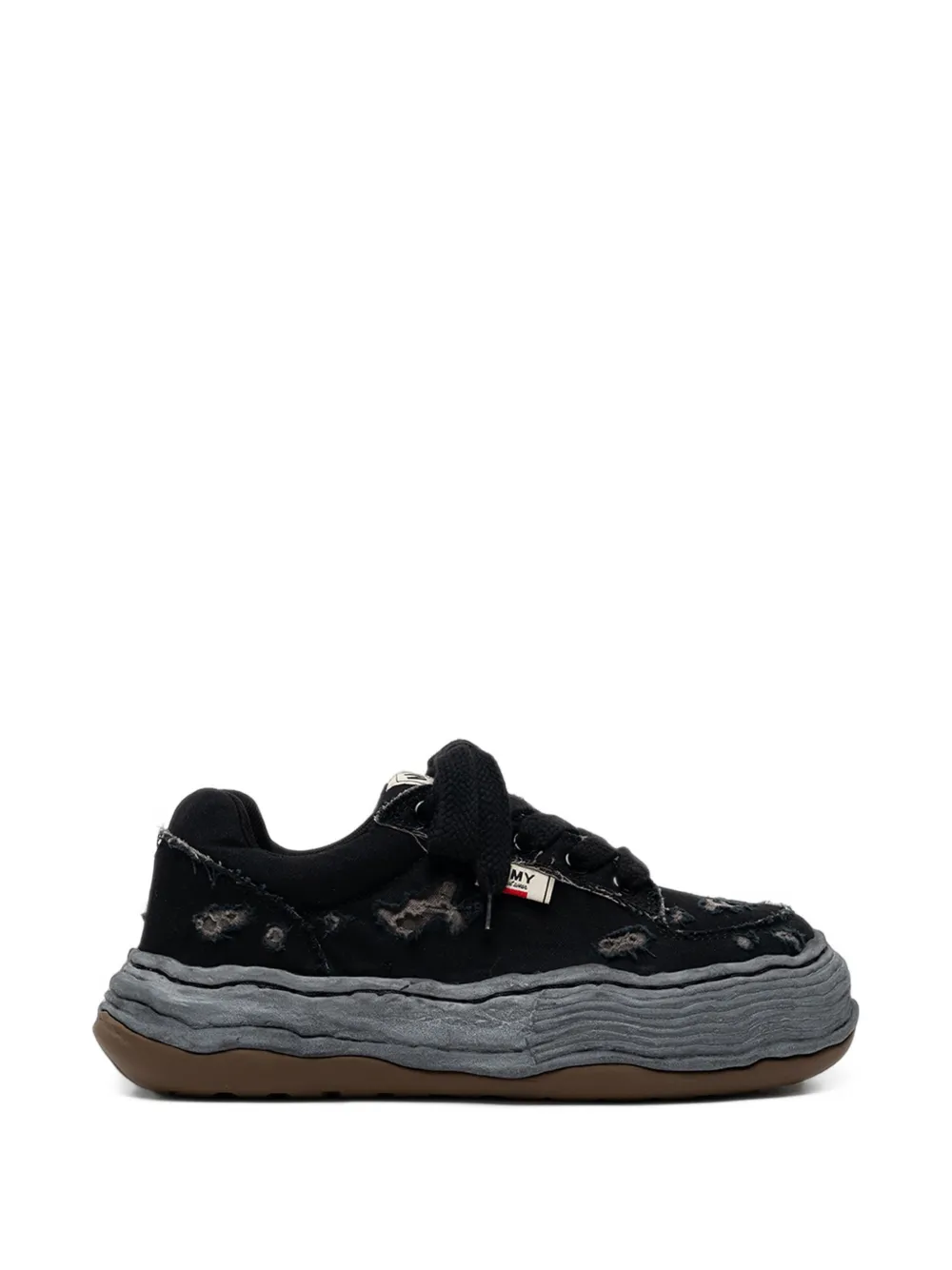 Maison MIHARA YASUHIRO "OLIVER" OG sole ripped overdye canvas low-top sneakers