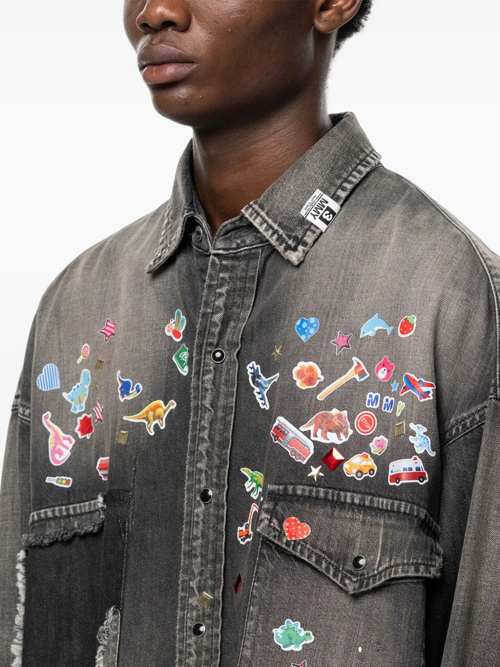 Maison MIHARA YASUHIRO Denim overhemd met print Grijs
