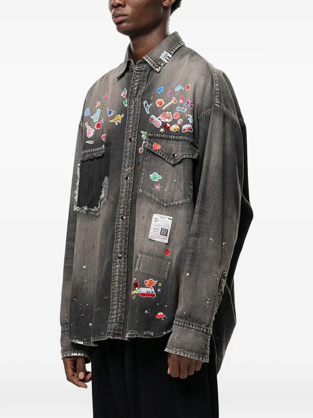 Maison MIHARA YASUHIRO Denim overhemd met print Grijs