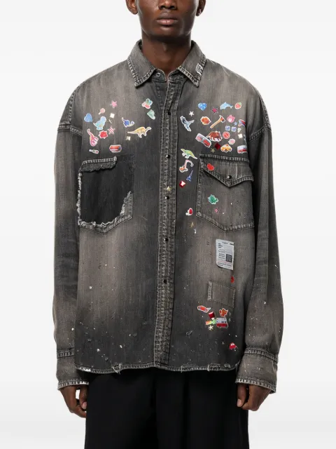 Maison MIHARA YASUHIRO kids sticker printed denim shirt