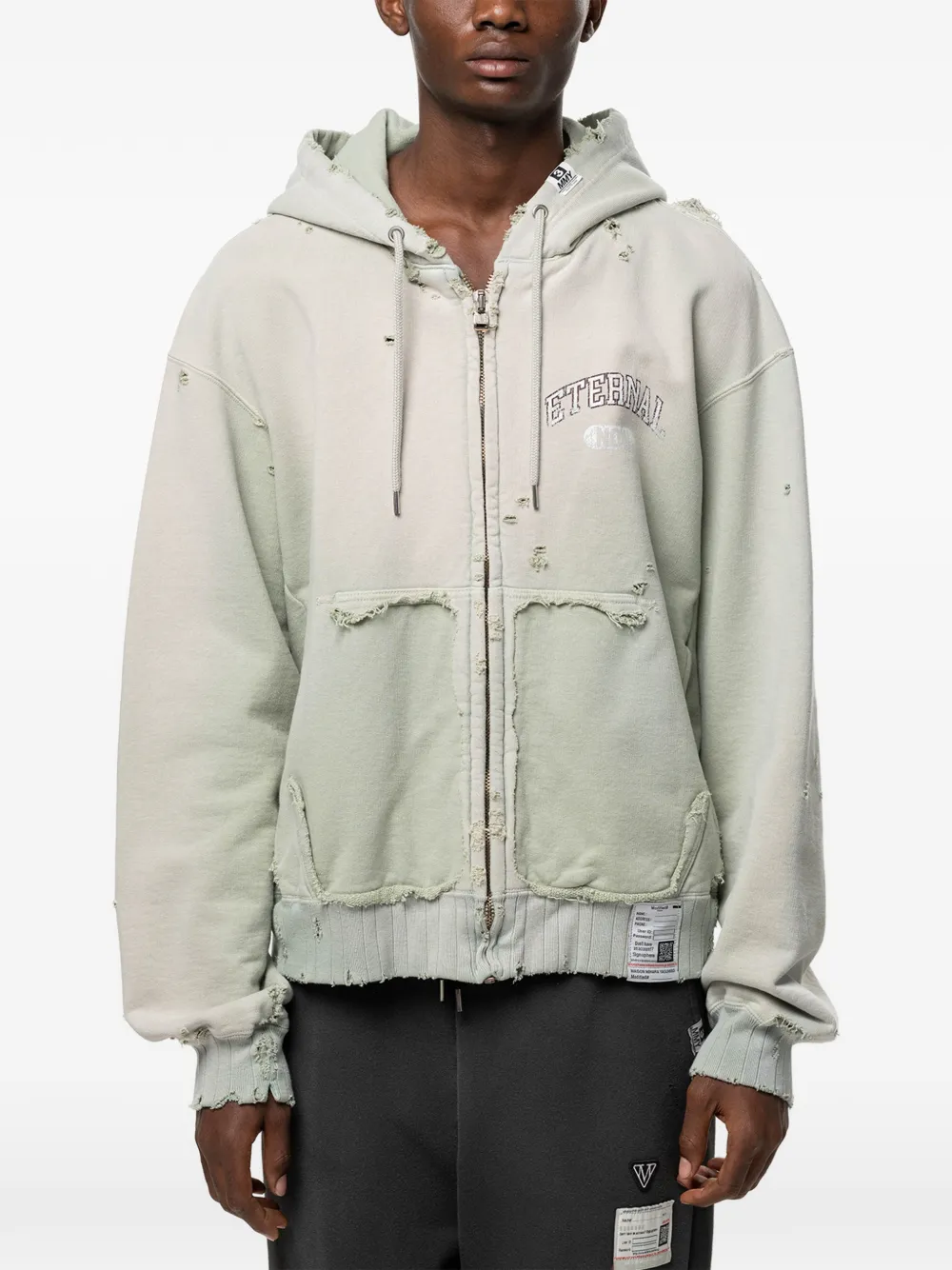 Maison MIHARA YASUHIRO Hoodie met rits en vervaagd effect Groen