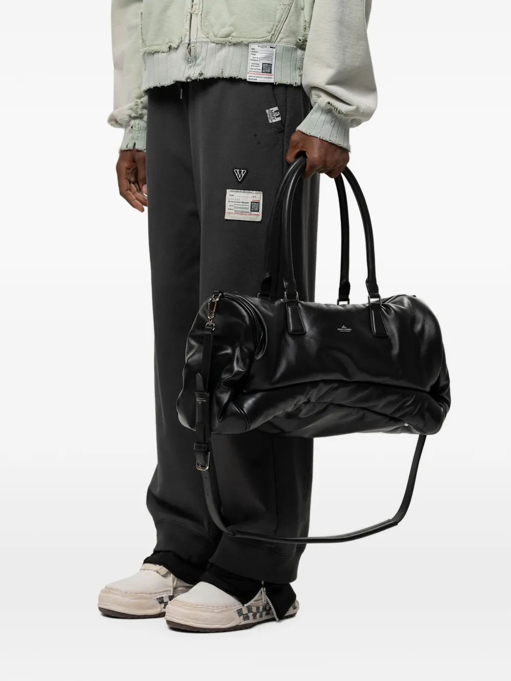 Maison MIHARA YASUHIRO "Pucker" gewatteerde duffeltas Zwart