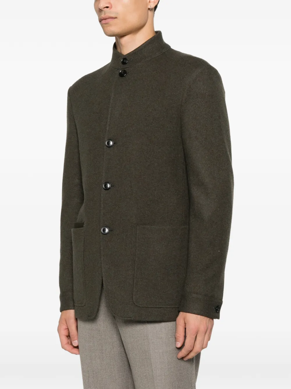 Zegna Il Conte button-up jack met hoge hals Groen