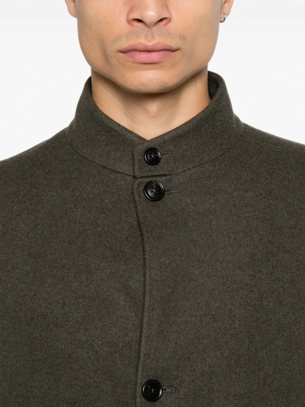Zegna Il Conte button-up jack met hoge hals Groen
