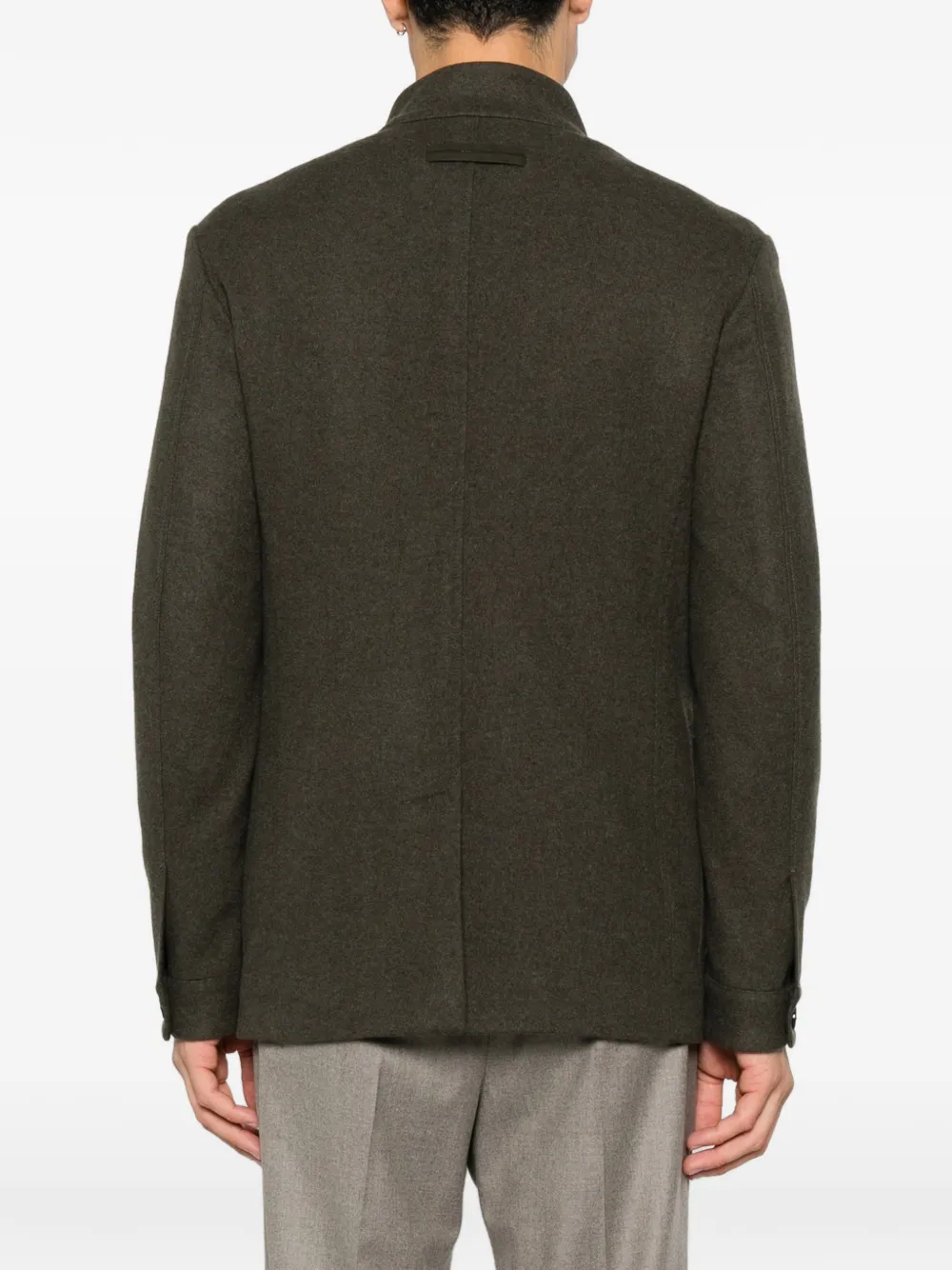 Zegna Il Conte button-up jack met hoge hals Groen