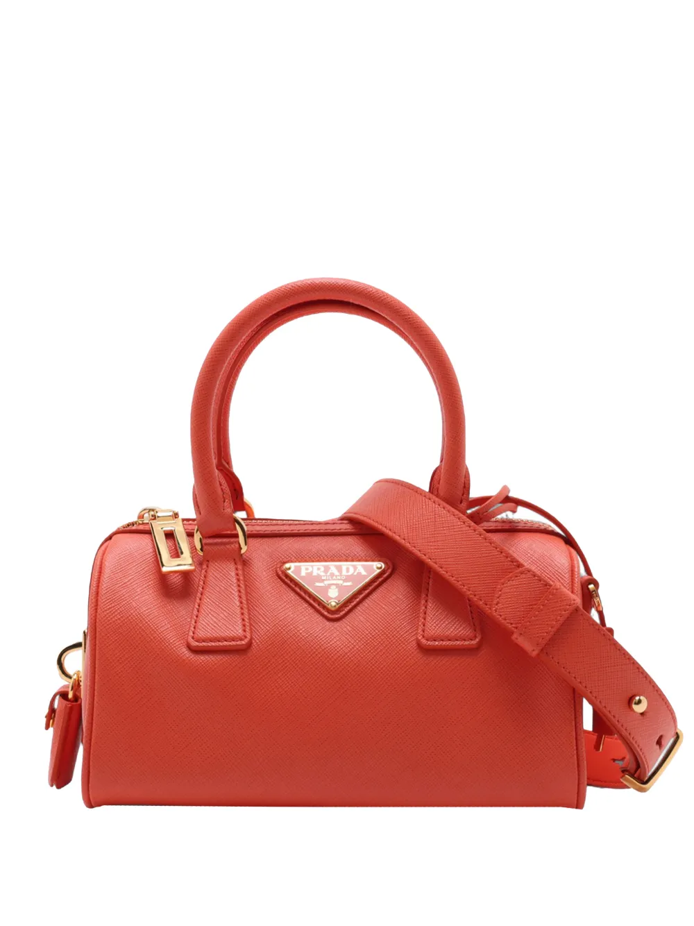 Prada Pre-Owned Borsa a tracolla Boston mini in pelle Saffiano Lux 2013-2026 - Arancione