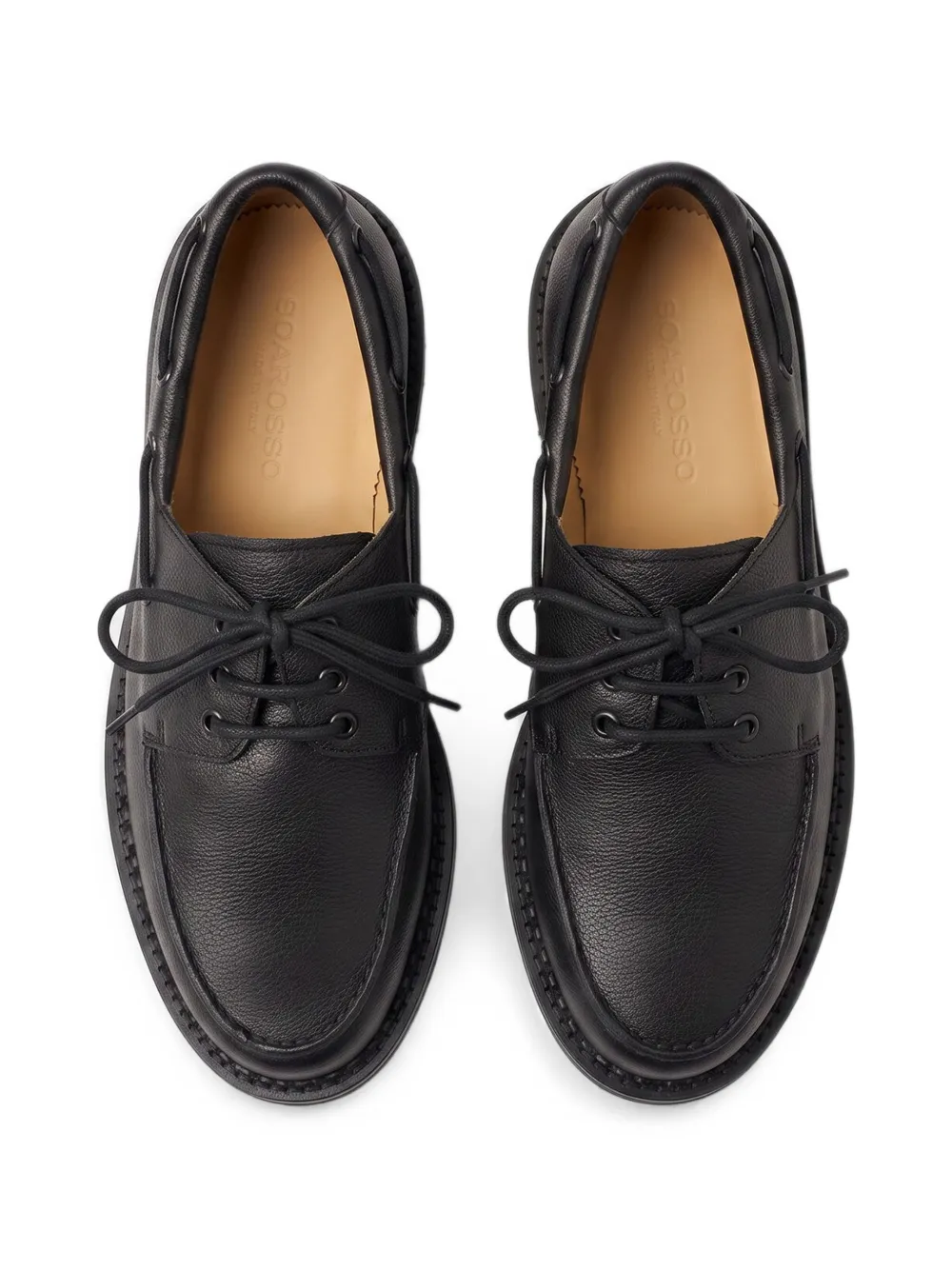 Scarosso Arthur leather boat shoes Zwart