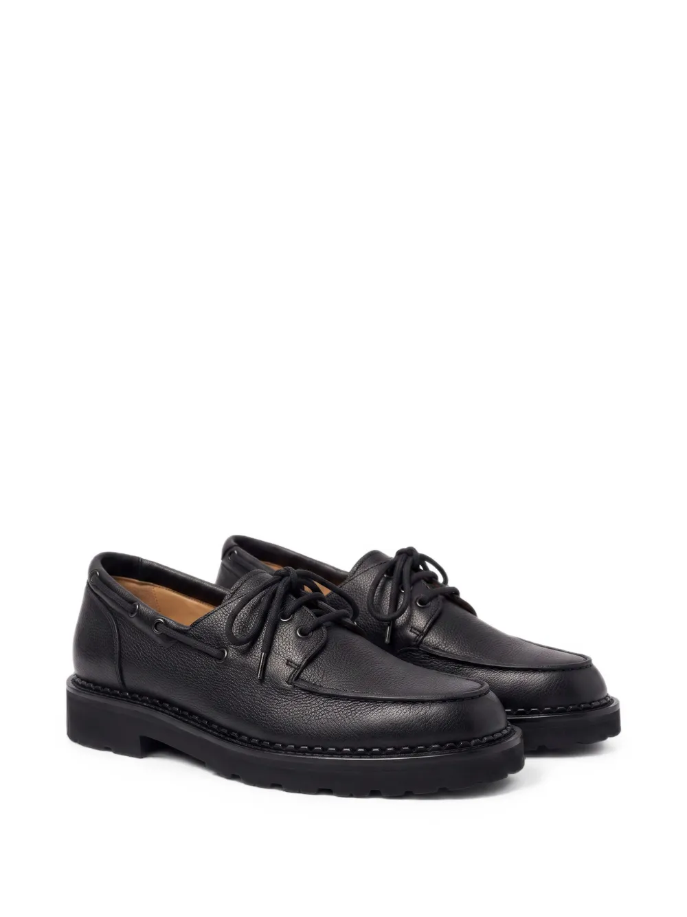 Scarosso Arthur leather boat shoes Zwart