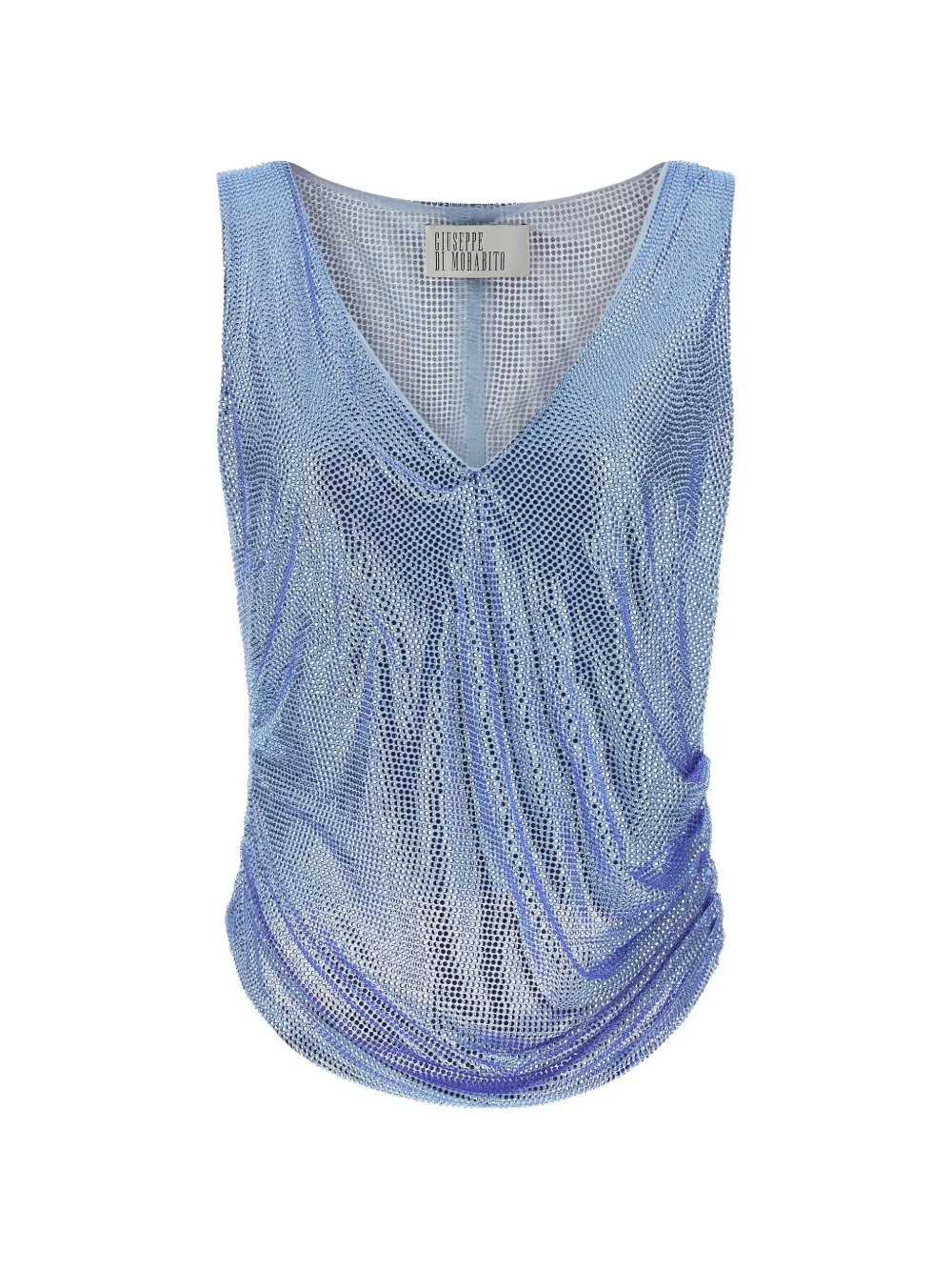 Giuseppe Di Morabito feather-trim rhinestone-embellished top - Blu