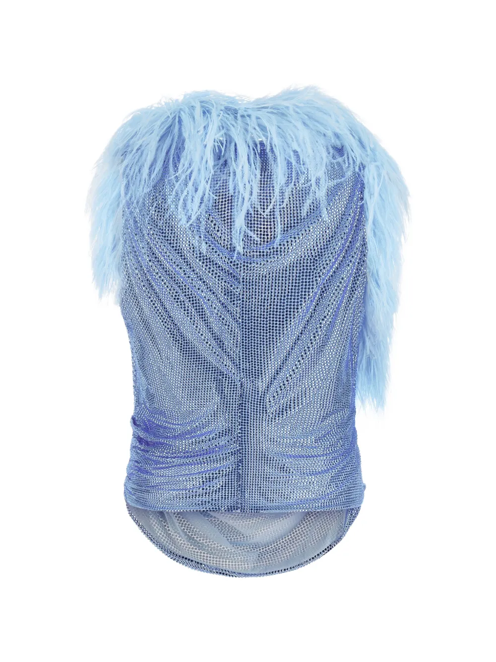 Giuseppe Di Morabito Top verfraaid met stras en verenafwerking Blauw